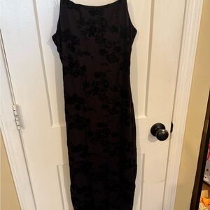 Black and red lace floral dress